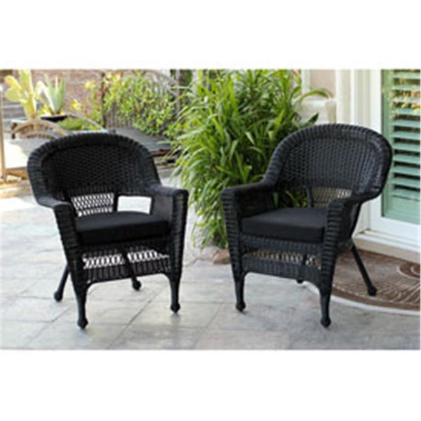 Propation W00207-C-2-FS017-CS Black Wicker Chair with Black Cushion PR330416